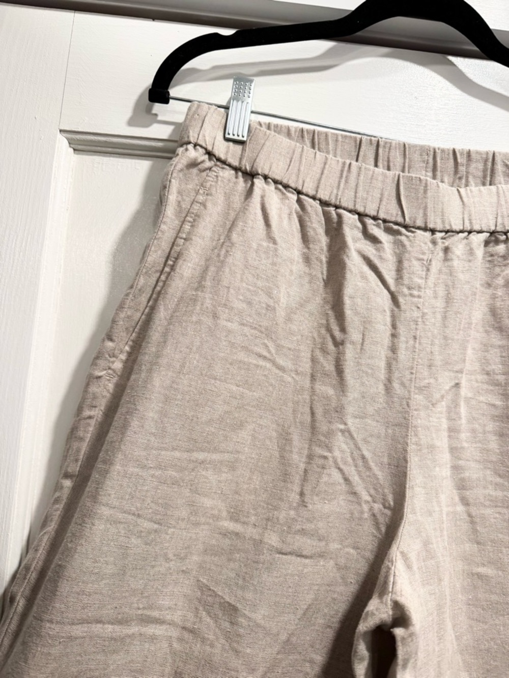 Eileen Fisher Organic Linen Pull On Tapered Pants PETITE Medium Natural Summer - Picture 7 of 14